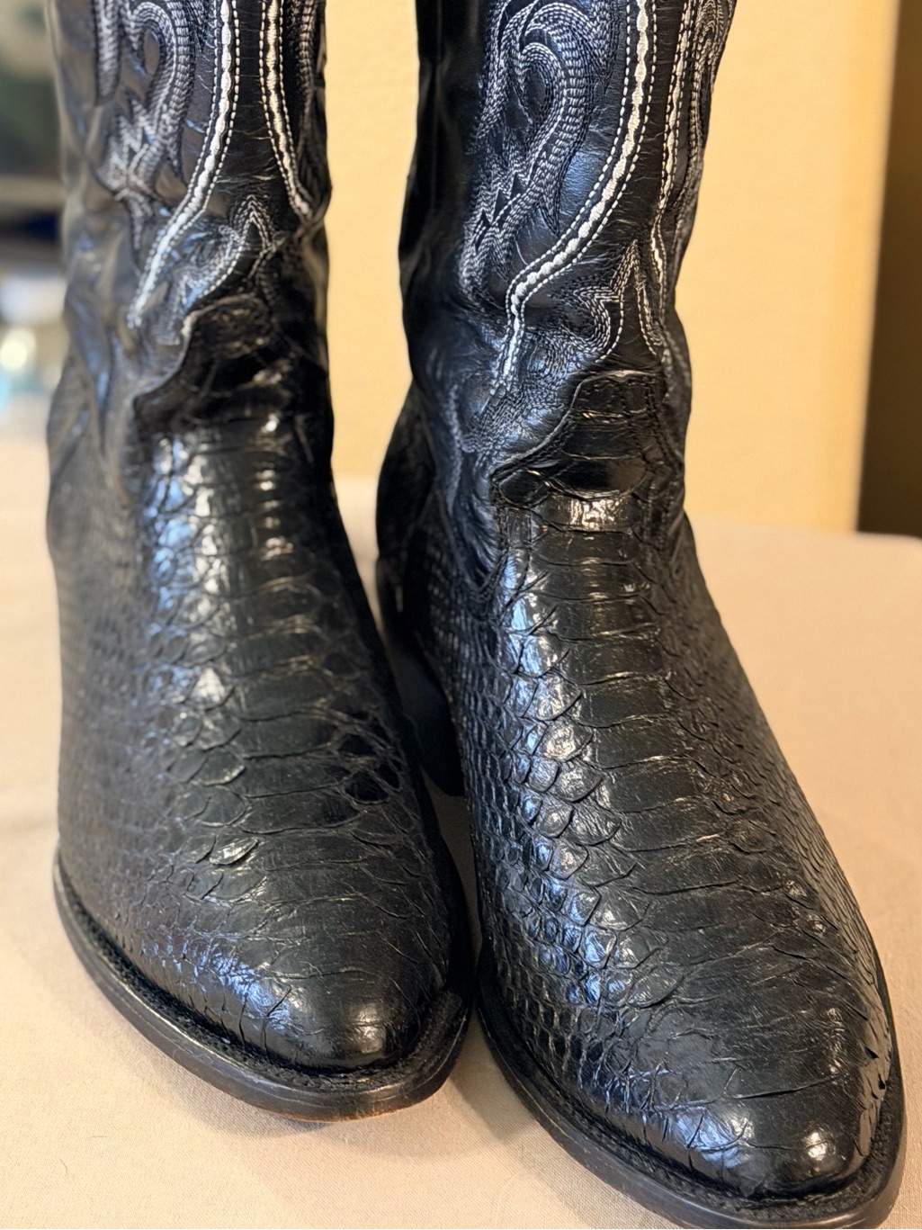 J.B. Dillon Menâs Black Python Boots
